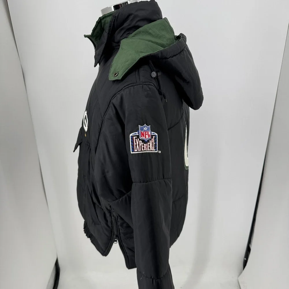 Pro Player Green‎ Bay Packers Coat MENS Reversible 1/2 Zip Hooded Pullover XL